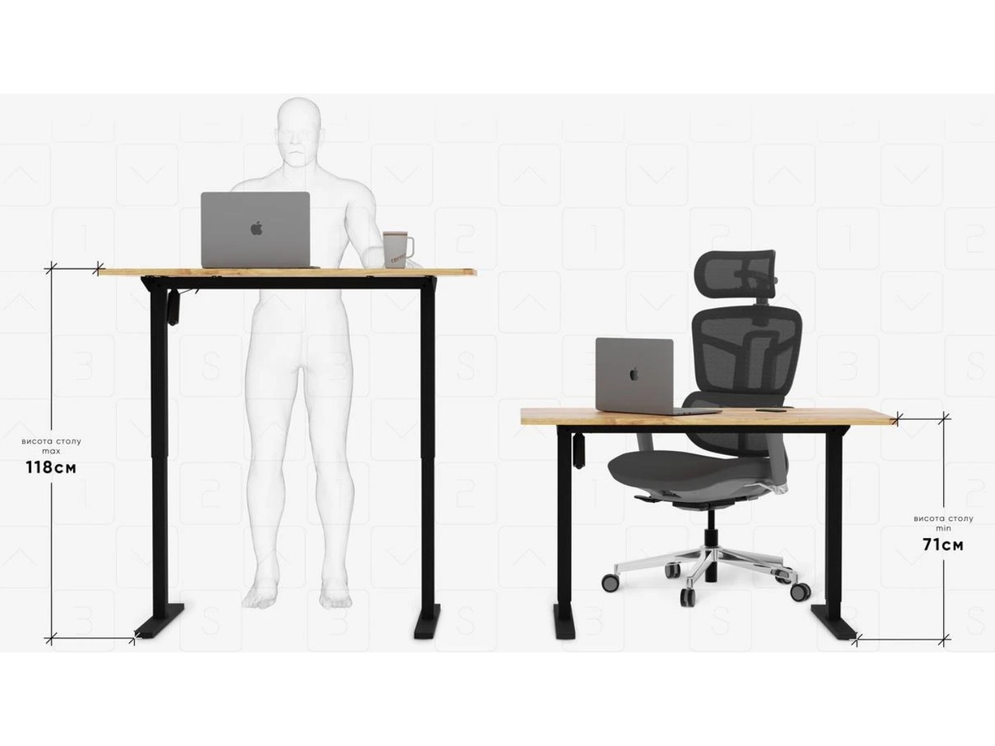 Стіл з електрорегулюванням висоти Mealux PowerDesk Lite Mahogany (EVO-201 Lite Mahogany/B) — фото 10